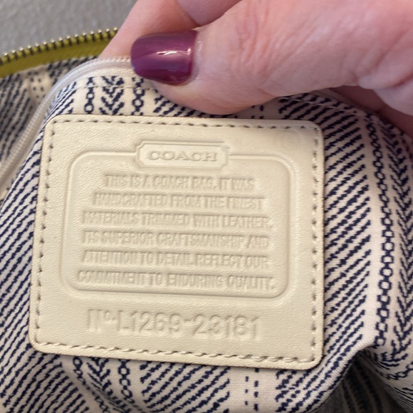 Coach Straw Satchel #23181 Silver/Natural/Lime - Picture 6 of 17